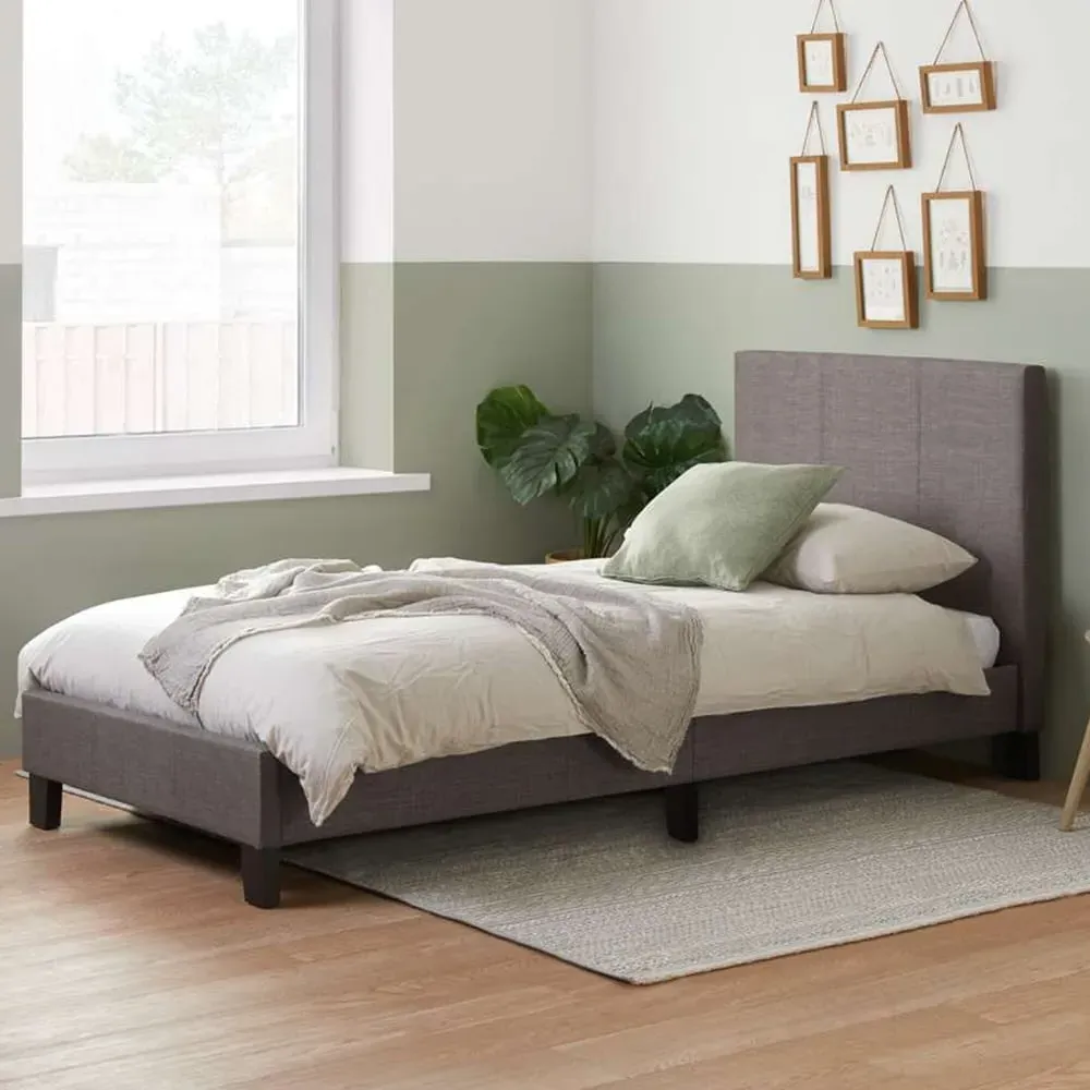 Berlin Small Double Bed Frame - Grey, Polyester