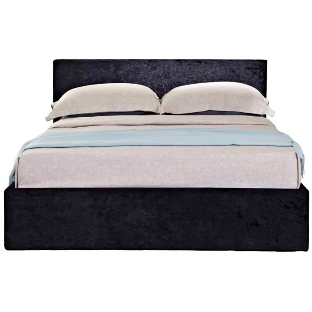 Berlin Small Double Ottoman Bed with Storage - Black, Velvet