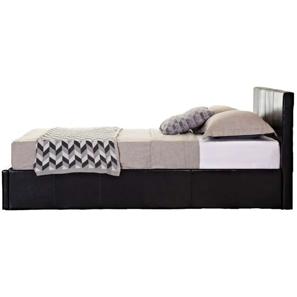 Berlin Small Double Ottoman Bed with Storage - Brown, Faux Leather