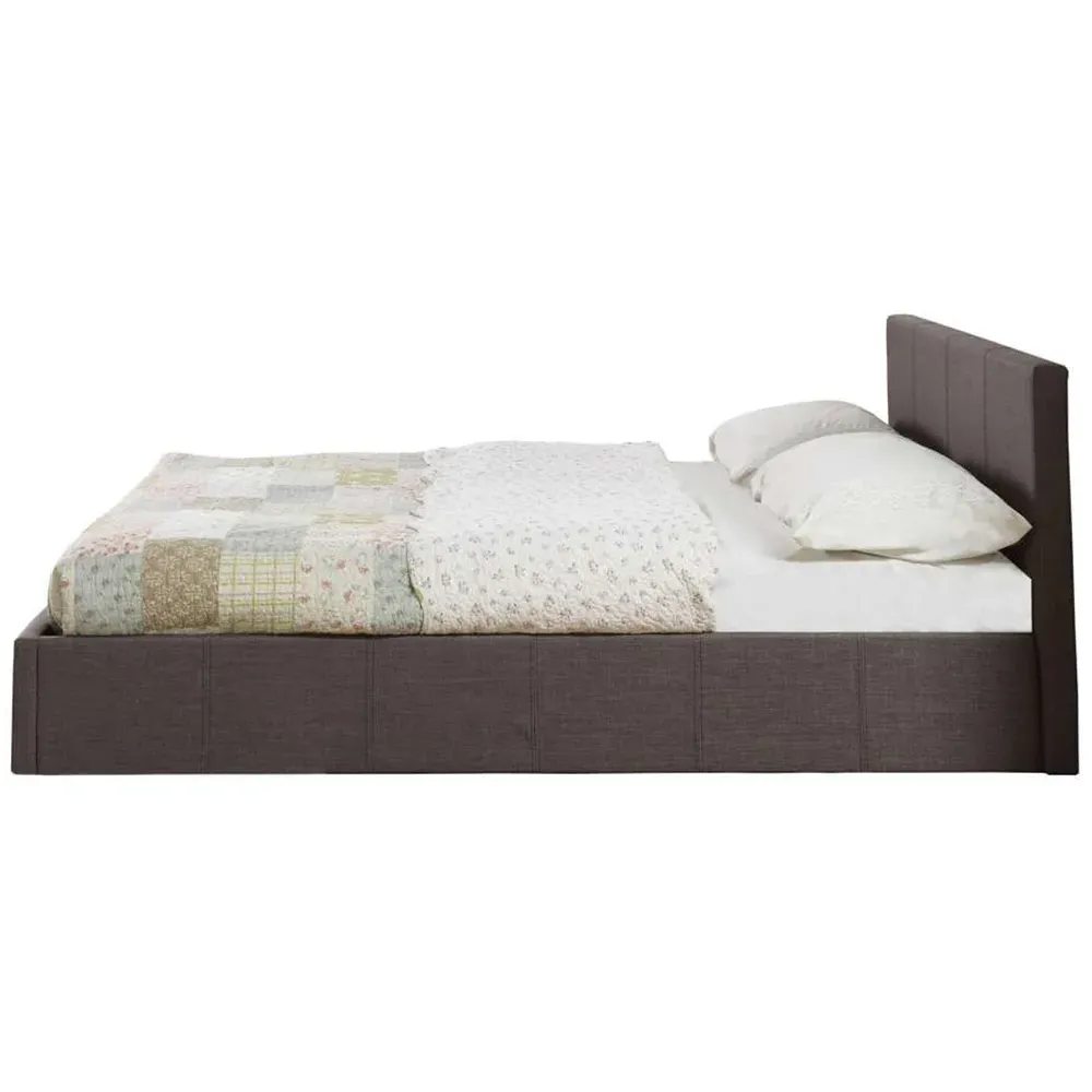 Berlin Small Double Ottoman Bed with Storage - Grey, Polyester