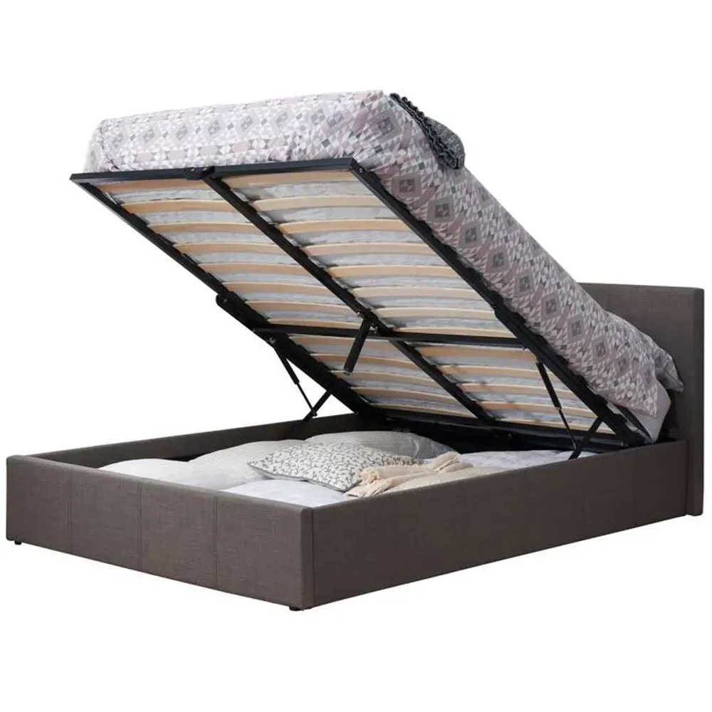Berlin Small Double Ottoman Bed with Storage - Grey, Polyester