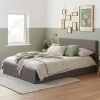 Berlin Small Double Ottoman Bed with Storage - Grey, Polyester