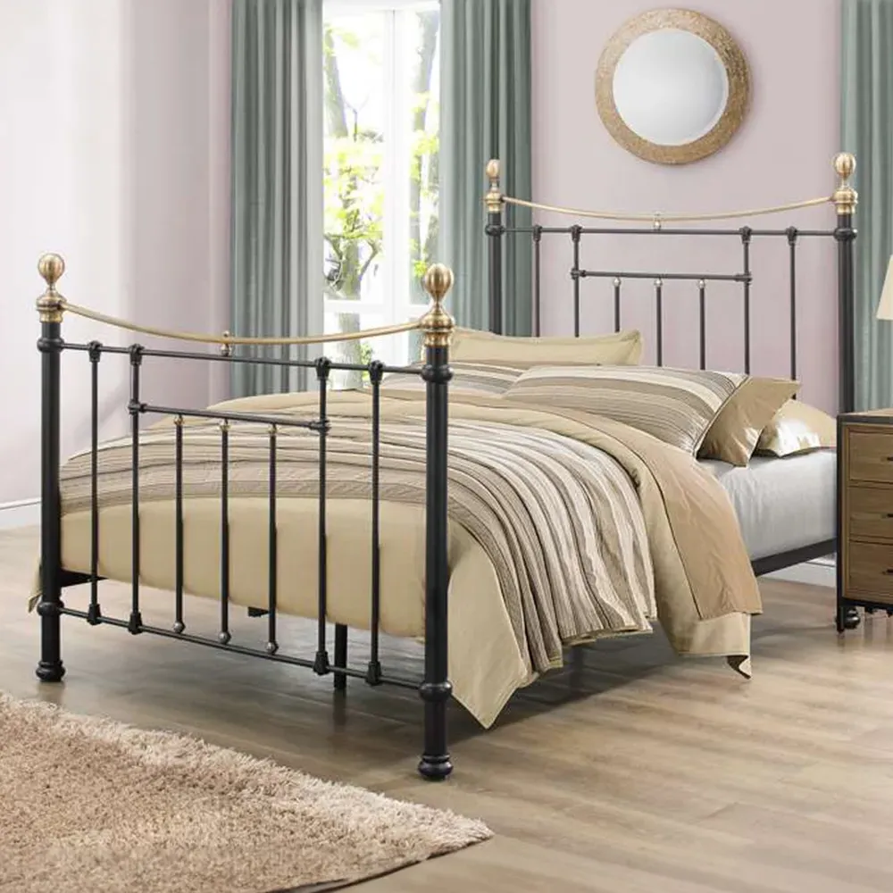 Bronte Double Metal Bed Frame - Black, Steel
