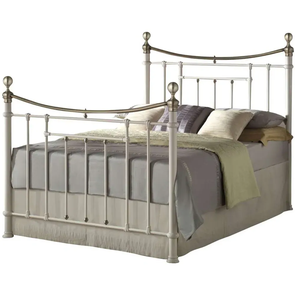 Bronte Double Metal Bed Frame - Cream, Steel