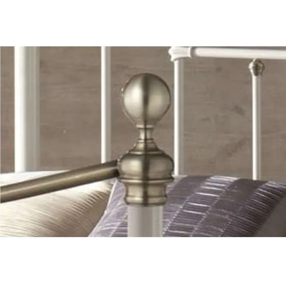 Bronte Double Metal Bed Frame - Cream, Steel