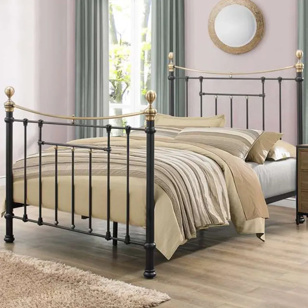 Bronte King Size Metal Bed Frame - Black, Steel