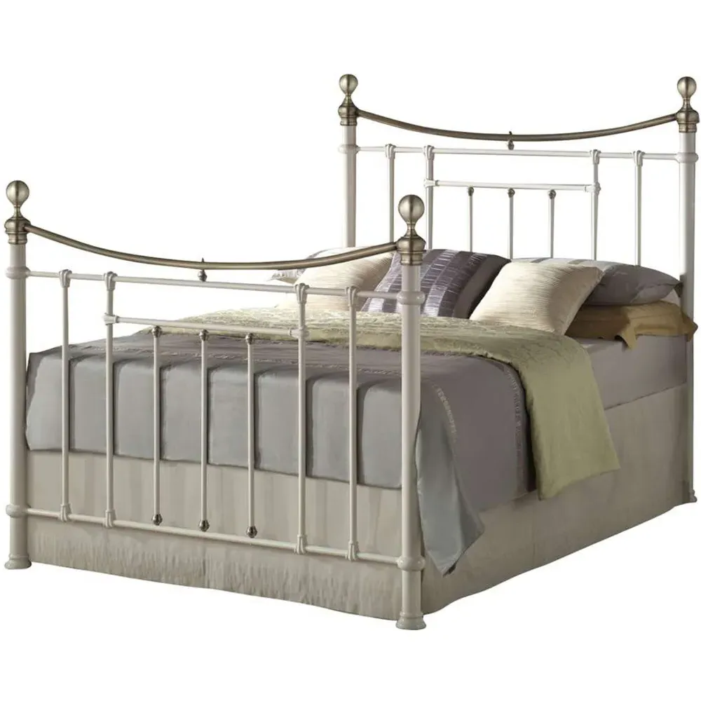 Bronte King Size Metal Bed Frame - Cream, Steel