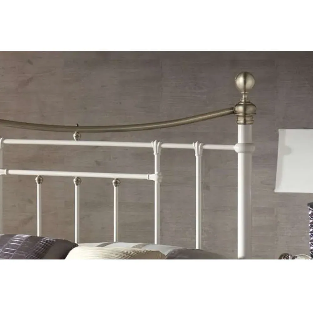Bronte King Size Metal Bed Frame - Cream, Steel