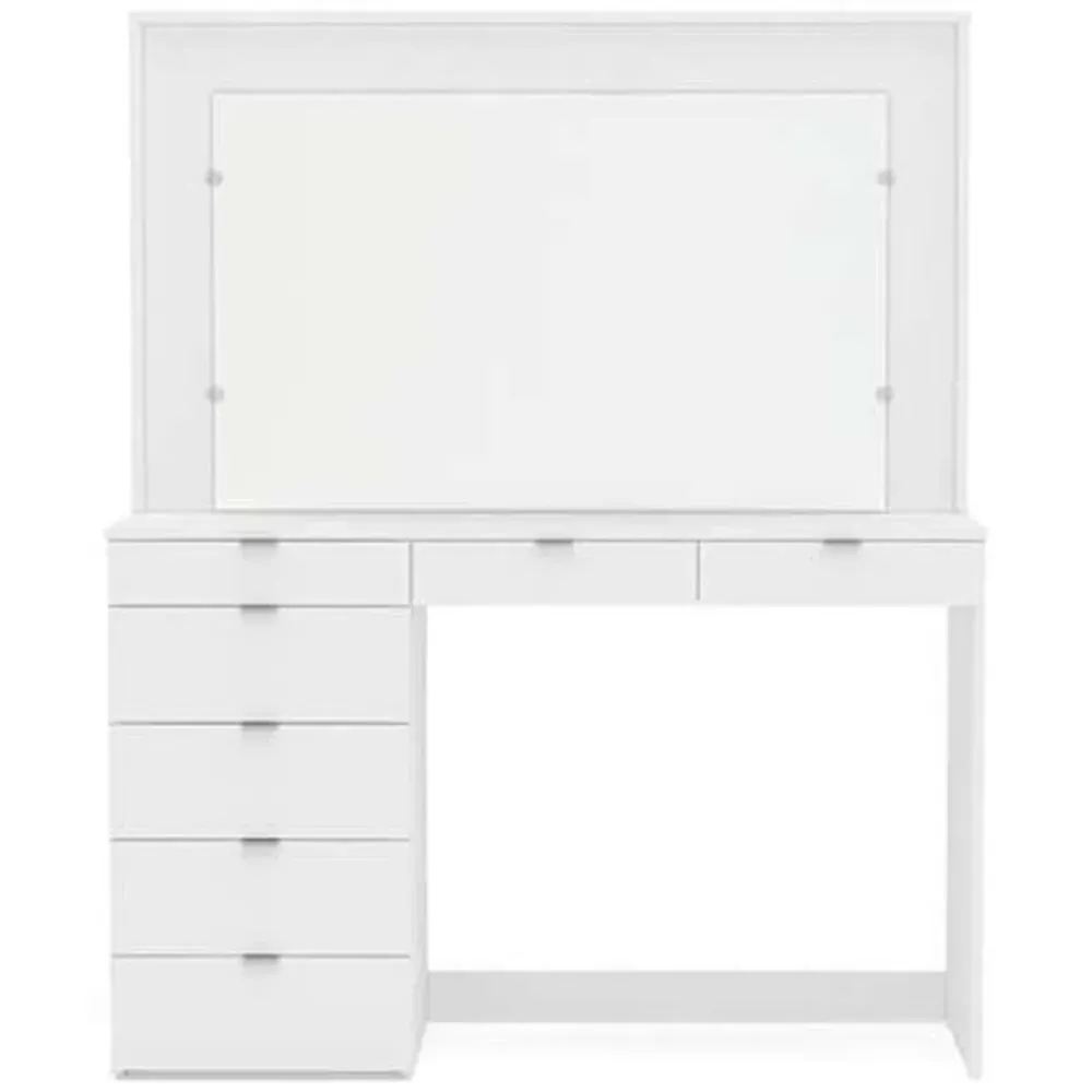 Chloe 7 Drawer Dressing Table with Mirror - White