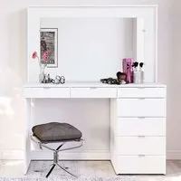 Chloe 7 Drawer Dressing Table with Mirror - White