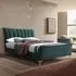 Clover Double Bed Frame with Cushioned Headboard - Green, Velvet