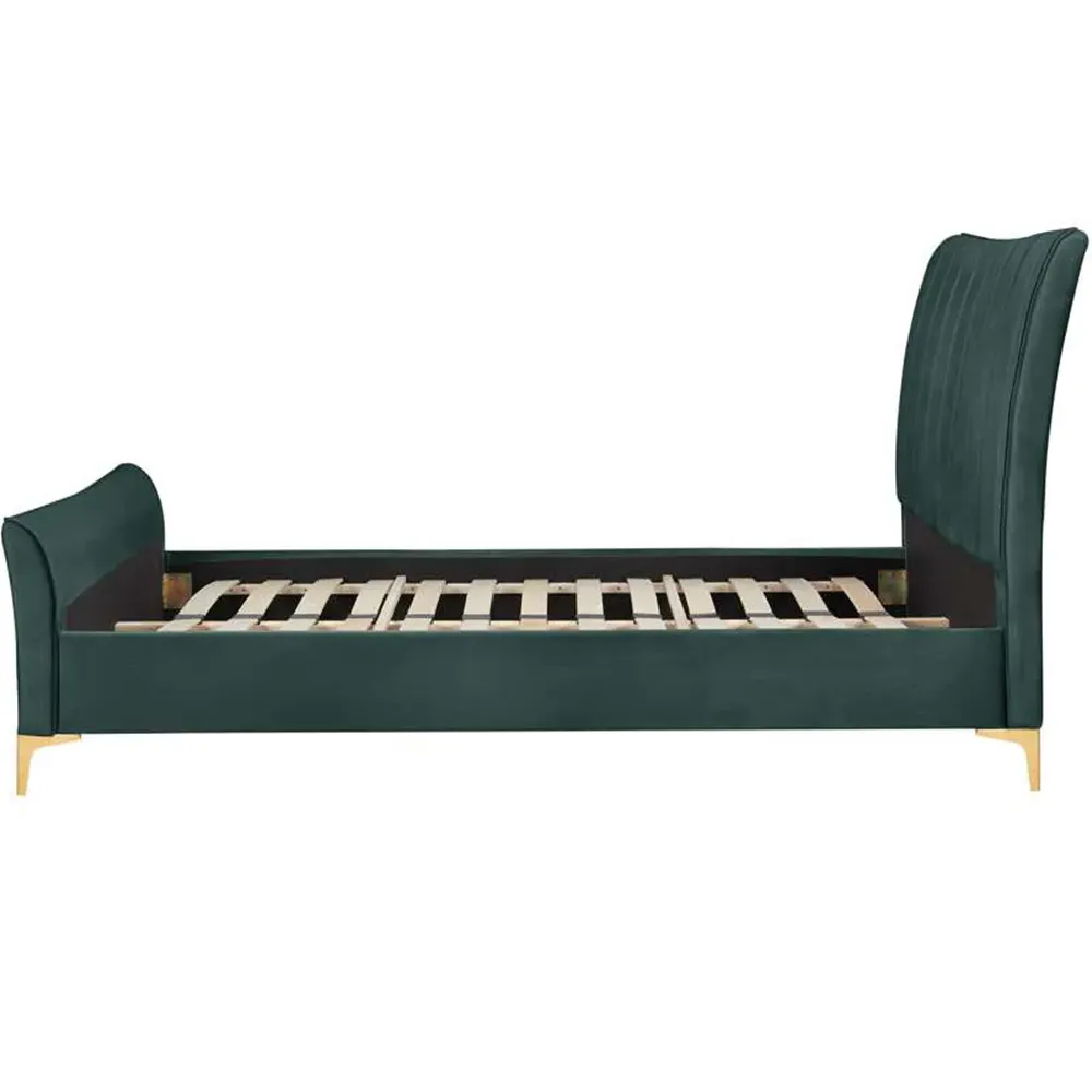 Clover King Size Bed Frame - Green, Velvet