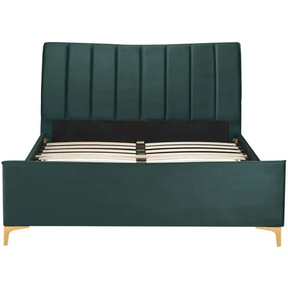 Clover King Size Bed Frame - Green, Velvet