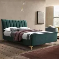 Clover King Size Bed Frame - Green, Velvet