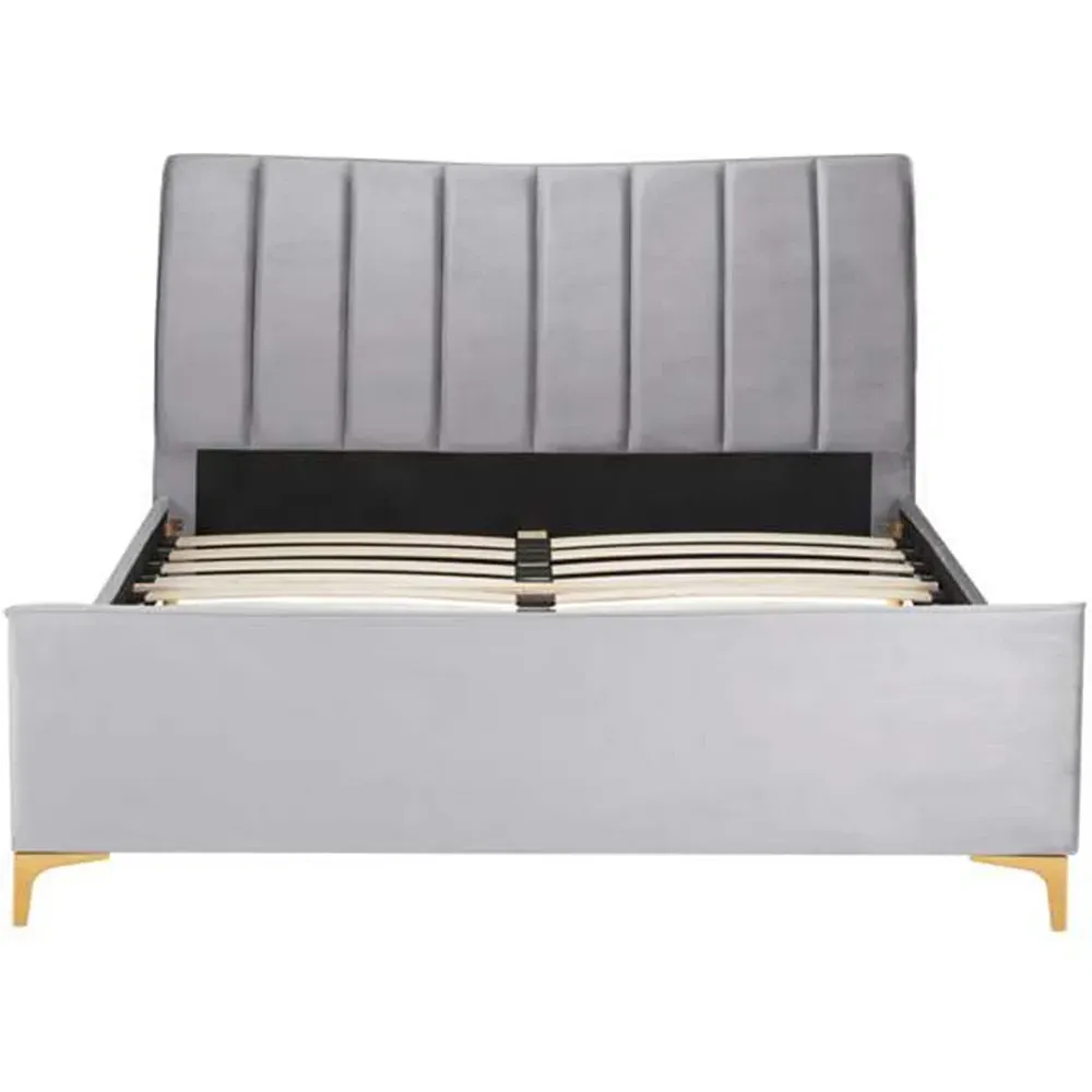 Clover King Size Bed Frame - Grey, Velvet