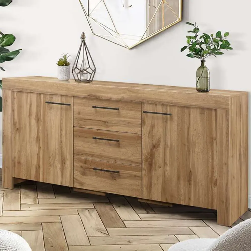 Compton 2 Door 3 Drawer Sideboard - Brown, Oak