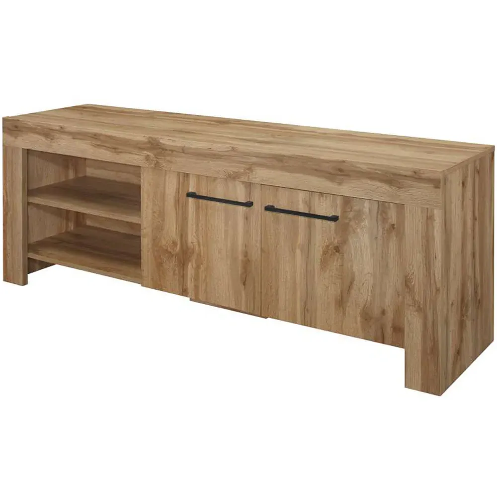 Compton 2-Door TV Unit with Shelves - Brown, Oak