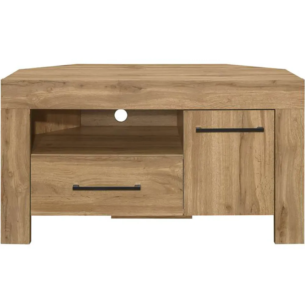 Compton Corner TV Unit with Drawer - Brown, Oak