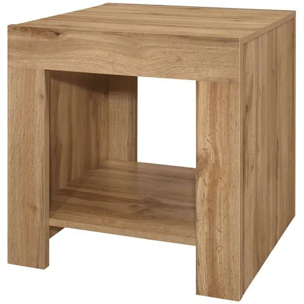 Compton Oak Lamp Table with Storage - Brown