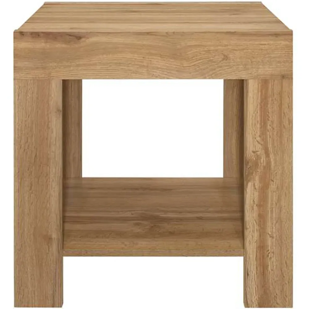 Compton Oak Lamp Table with Storage - Brown