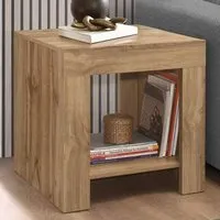 Compton Oak Lamp Table with Storage - Brown