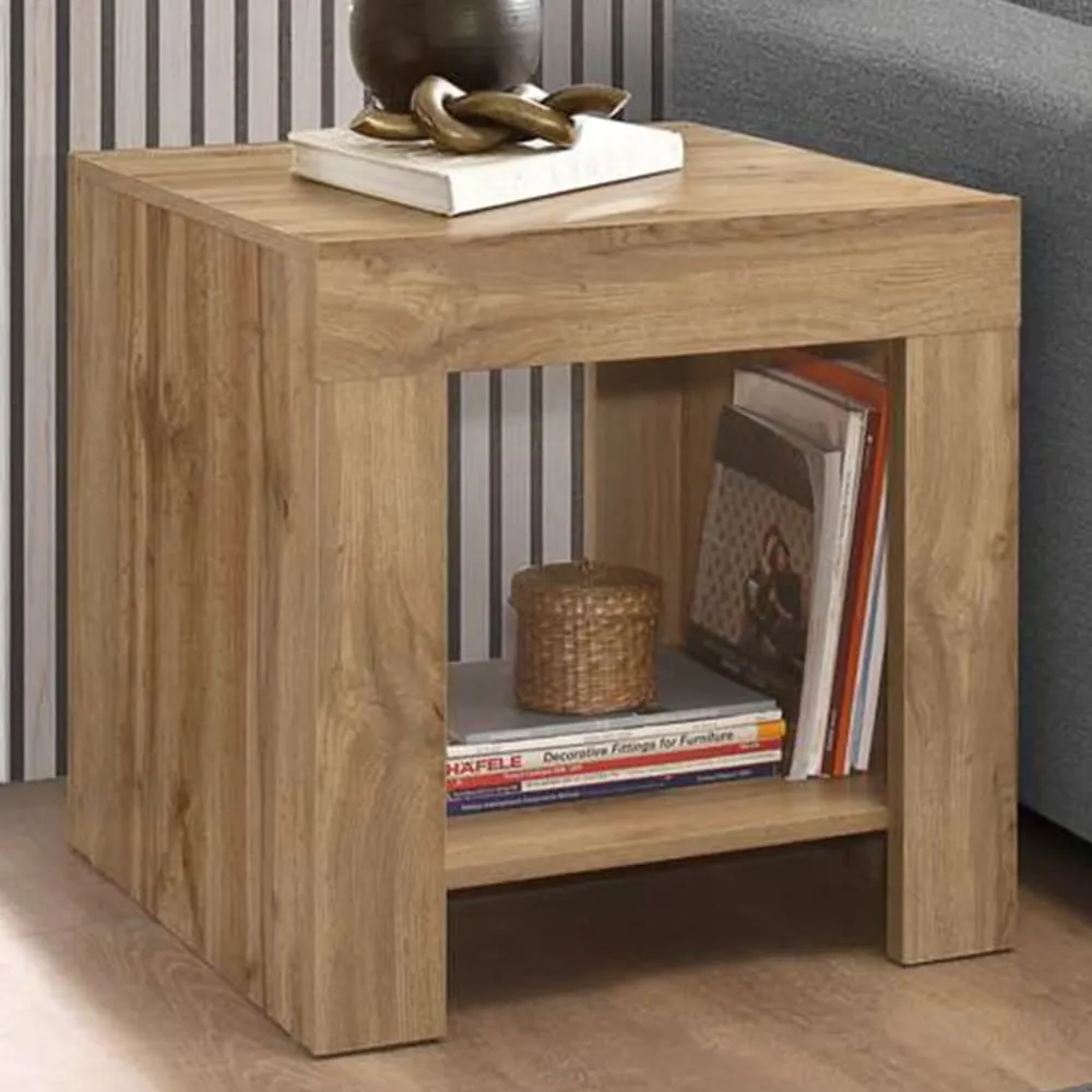 Compton Oak Lamp Table with Storage - Brown image