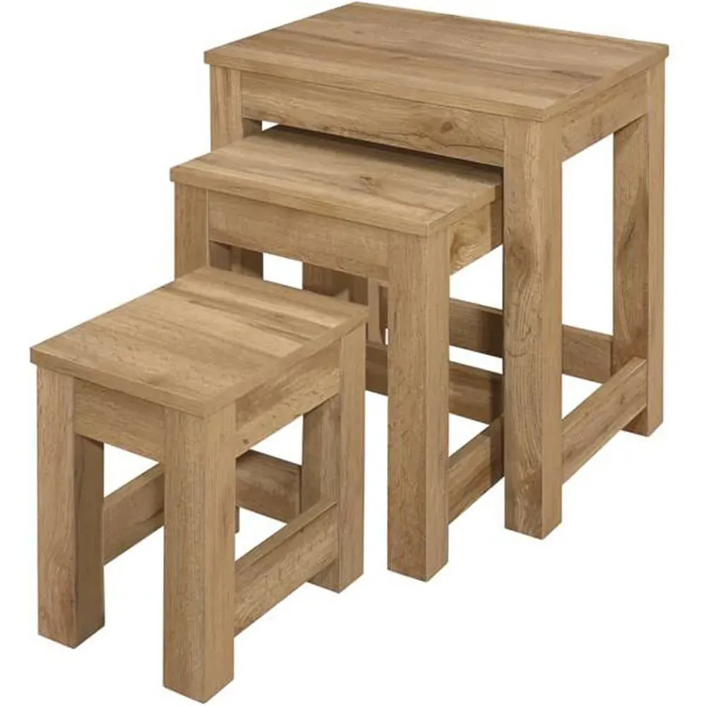 Compton Oak Nest of Tables Set of 3 - Brown