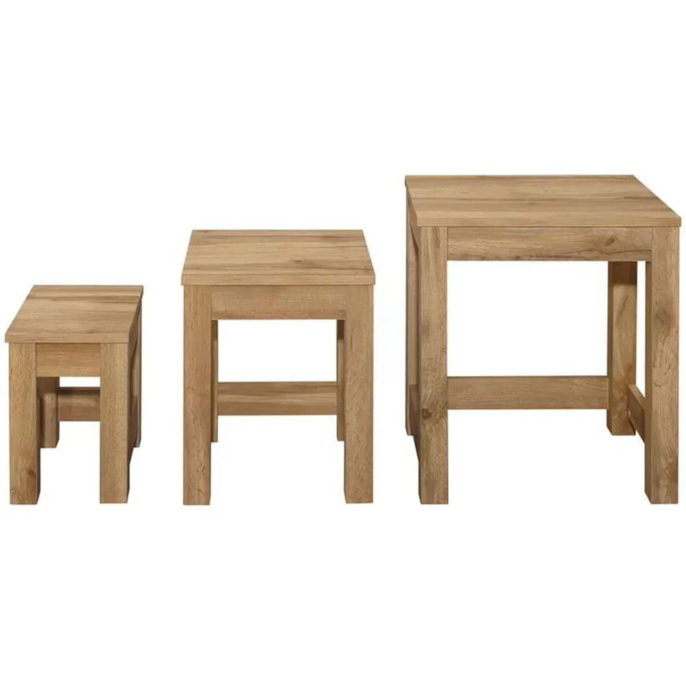 Compton Oak Nest of Tables Set of 3 - Brown
