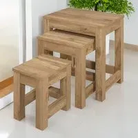 Compton Oak Nest of Tables Set of 3 - Brown