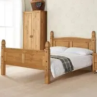 Corona Double Bed Frame - Brown, Pine