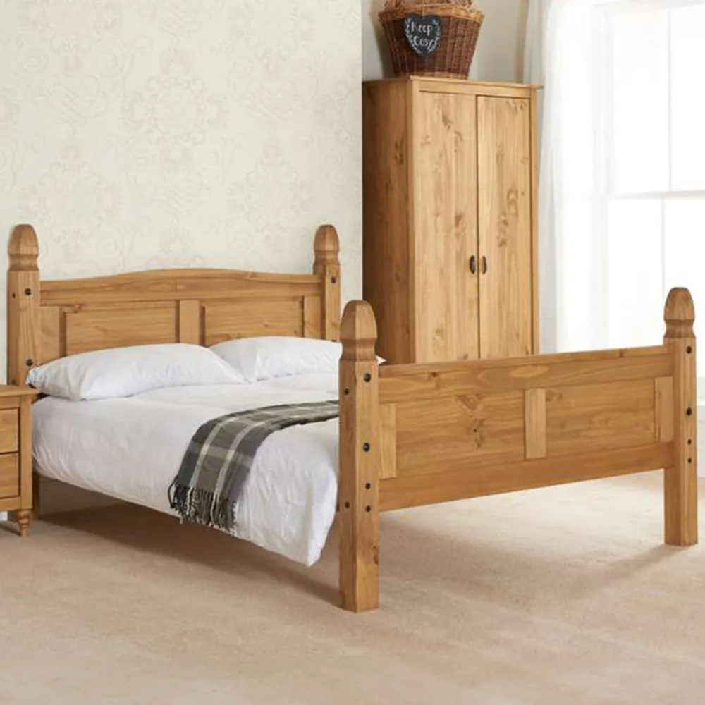 Corona Double Bed Frame - Brown, Pine