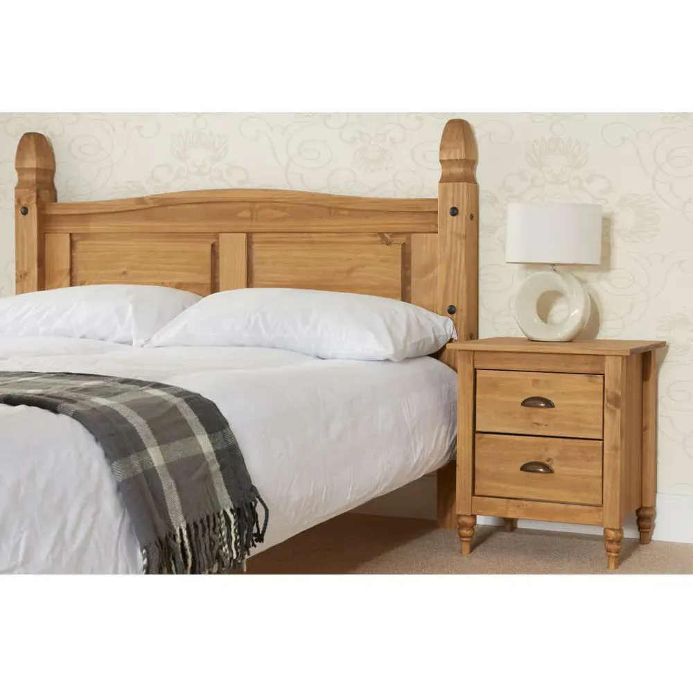 Corona King Size Bed Frame - Brown, Pine