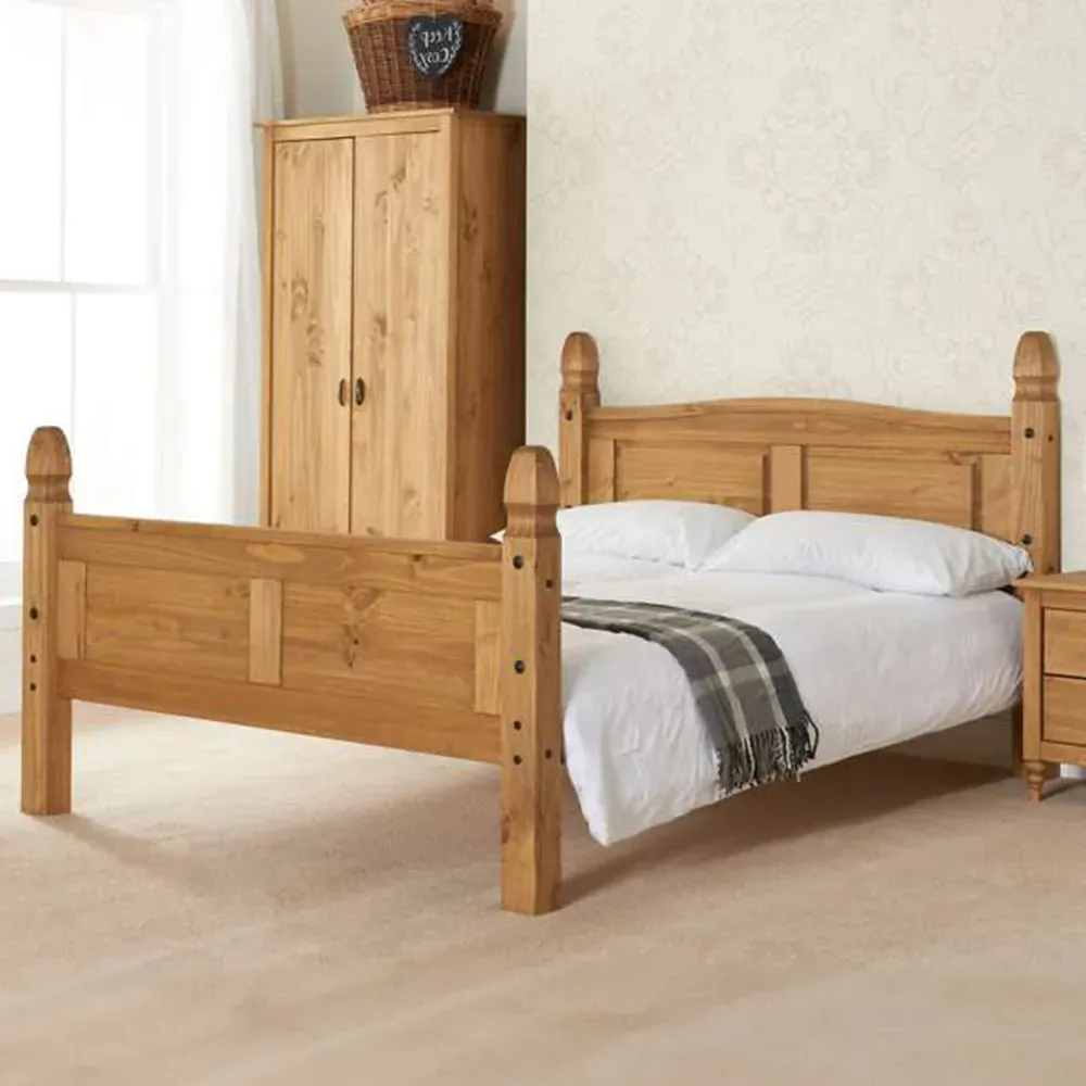 Corona King Size Bed Frame - Brown, Pine image
