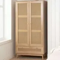 Croxley 2 Door Wardrobe with Drawer - Brown, Oak Rattan