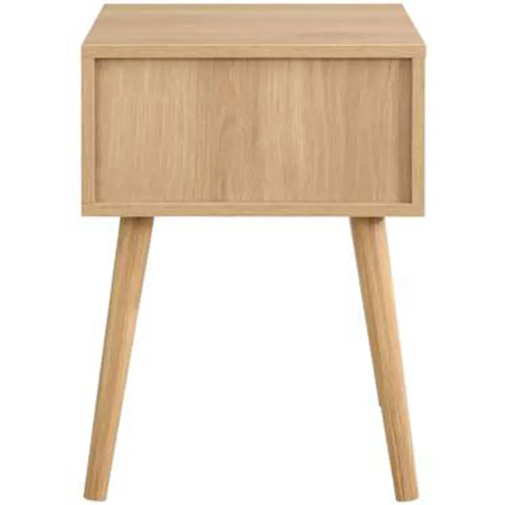 Croxley Bedside Table with Drawer - Brown, Oak Rattan