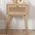 Croxley Bedside Table with Drawer - Brown, Oak Rattan