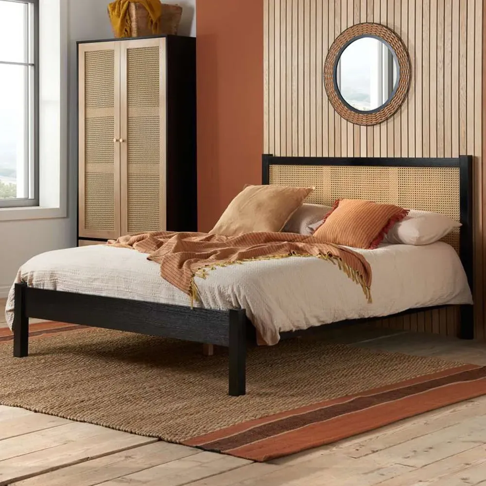 Croxley Double Bed Frame - Black, Rattan image