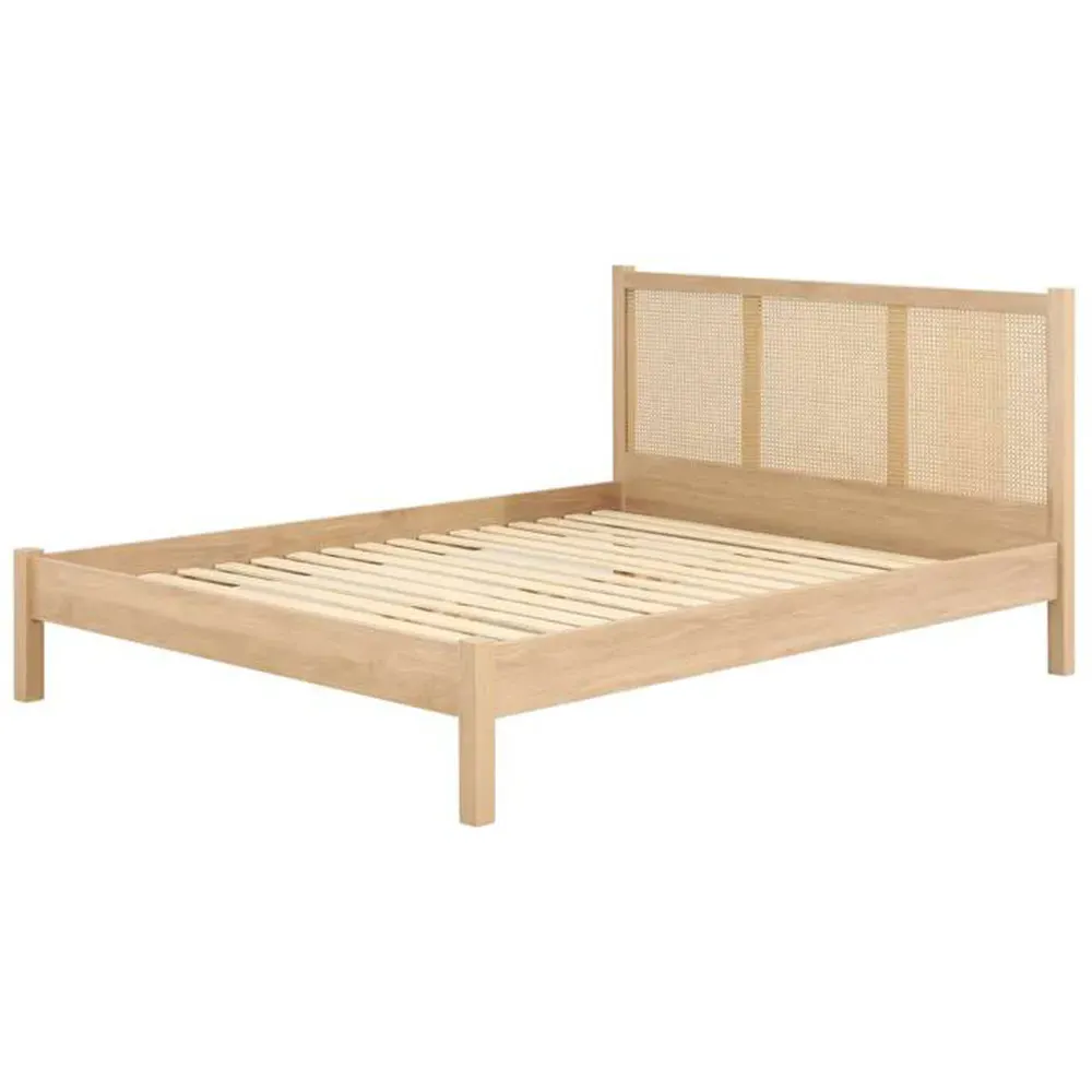 Croxley King Size Bed Frame - Brown, Oak Rattan