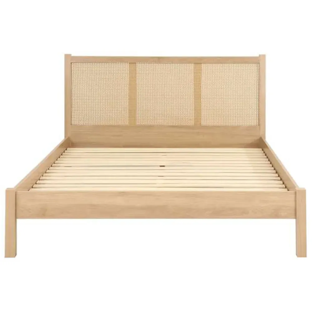 Croxley King Size Bed Frame - Brown, Oak Rattan