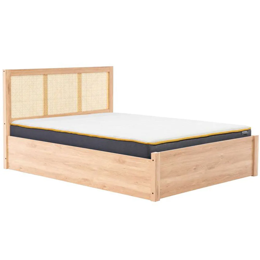 Croxley King Size Ottoman Bed with Storage - Brown, Oak Rattan