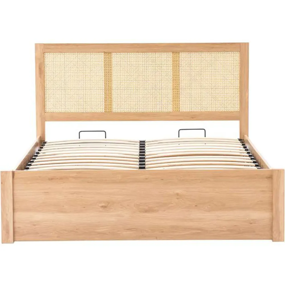 Croxley King Size Ottoman Bed with Storage - Brown, Oak Rattan