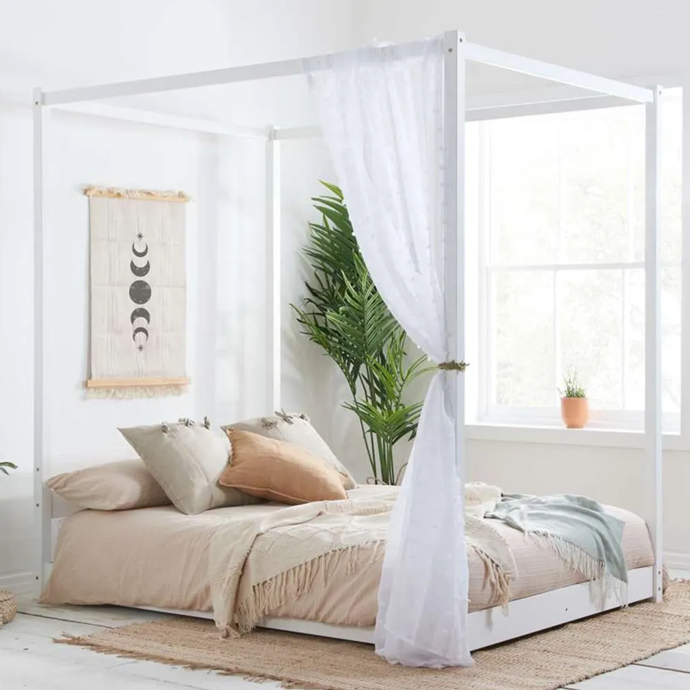 Darwin King Size Four Poster Bed - White