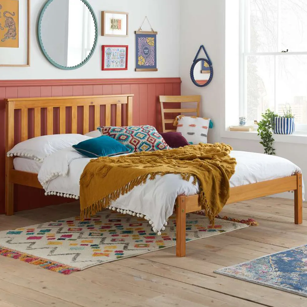 Denver King Size Bed Frame - Brown, Pine