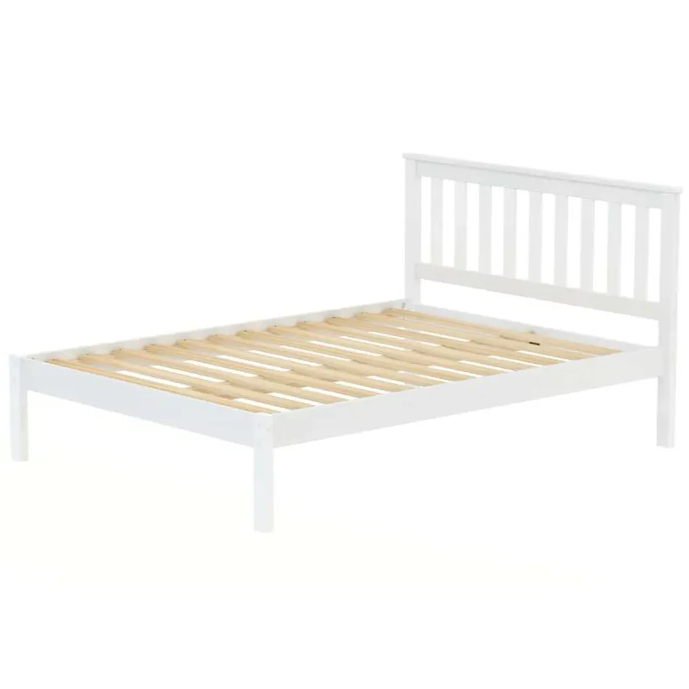 Denver King Size Bed Frame - White, Pine