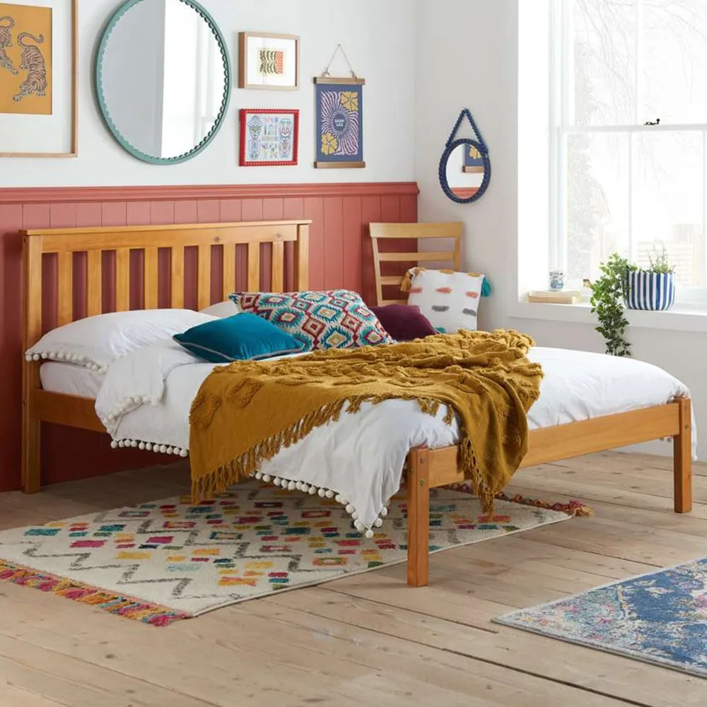 Denver Small Double Bed Frame - Brown, Pine image