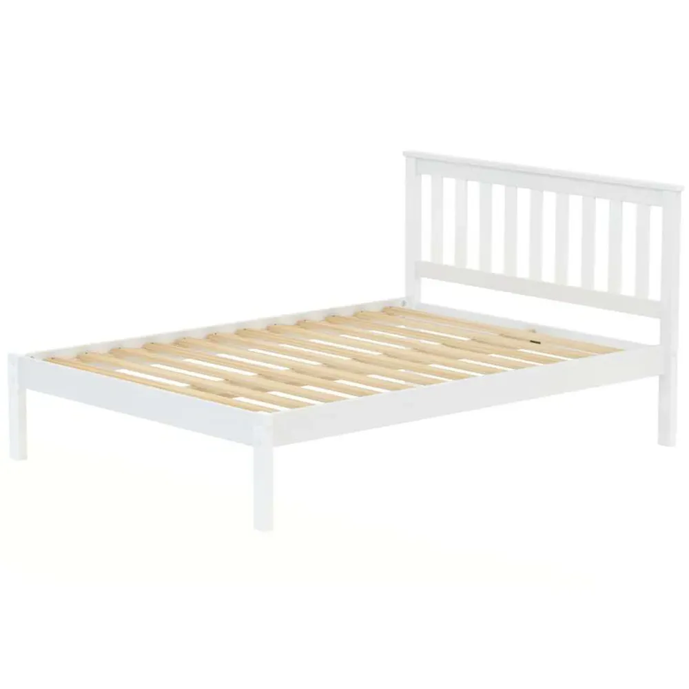 Denver Small Double Bed Frame - White, Pine