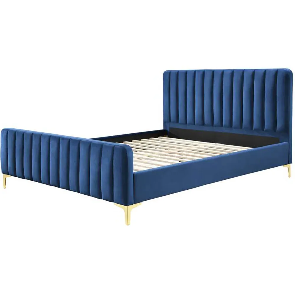 Double Bed Frame - Midnight Blue, Velvet
