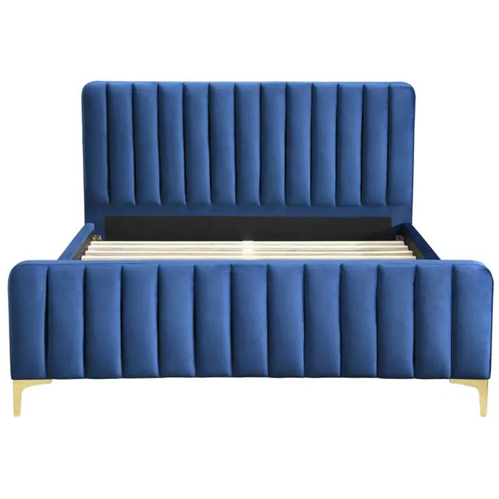 Double Bed Frame - Midnight Blue, Velvet