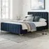 Double Bed Frame - Midnight Blue, Velvet