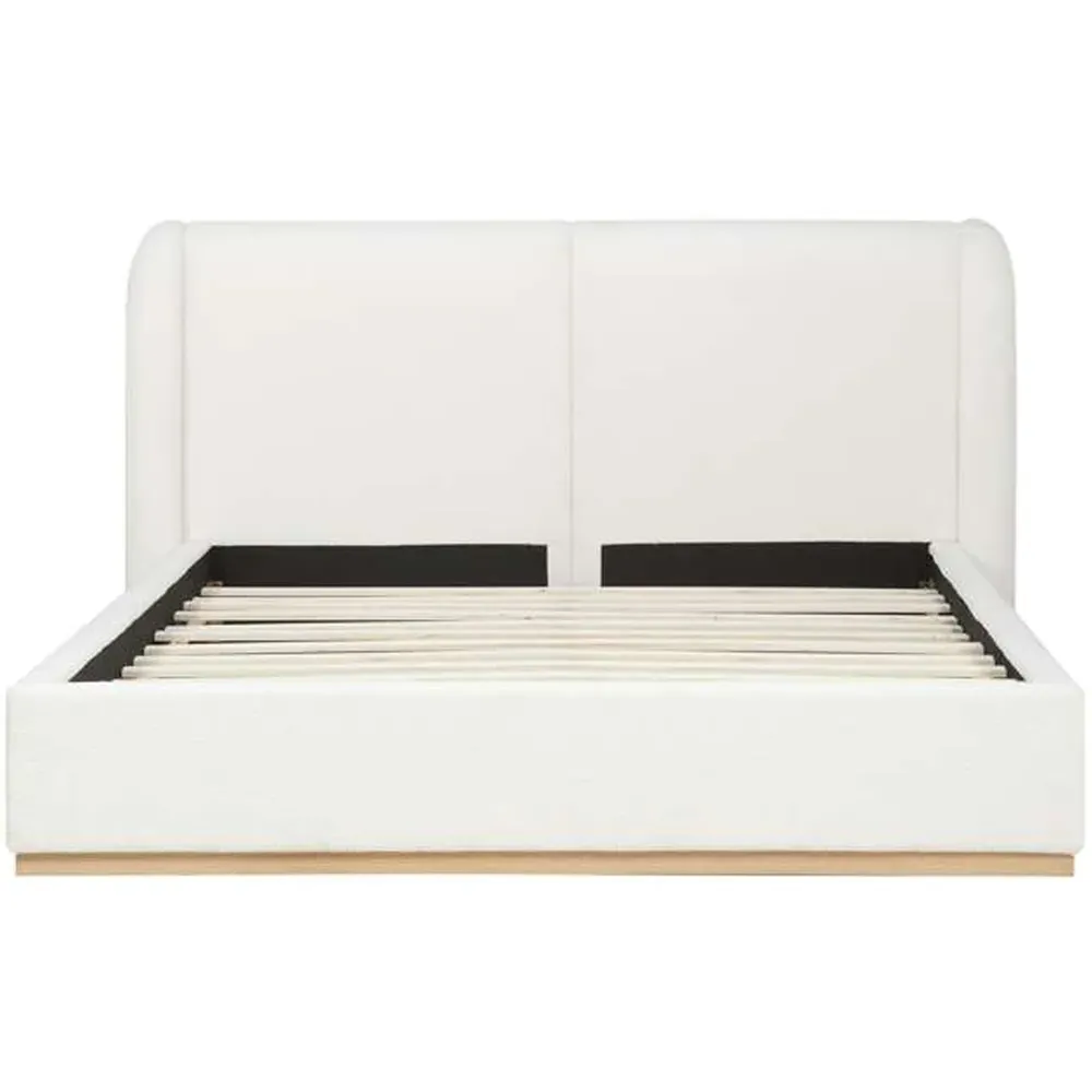 Eden Double Bed Frame with Curved Headboard - White, Boucle